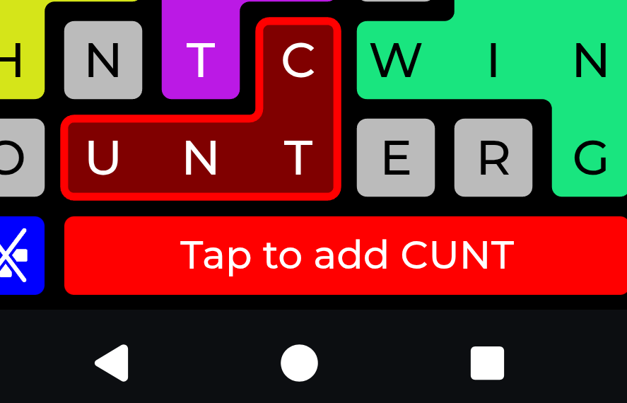 Cell tower game "tap to add cunt"